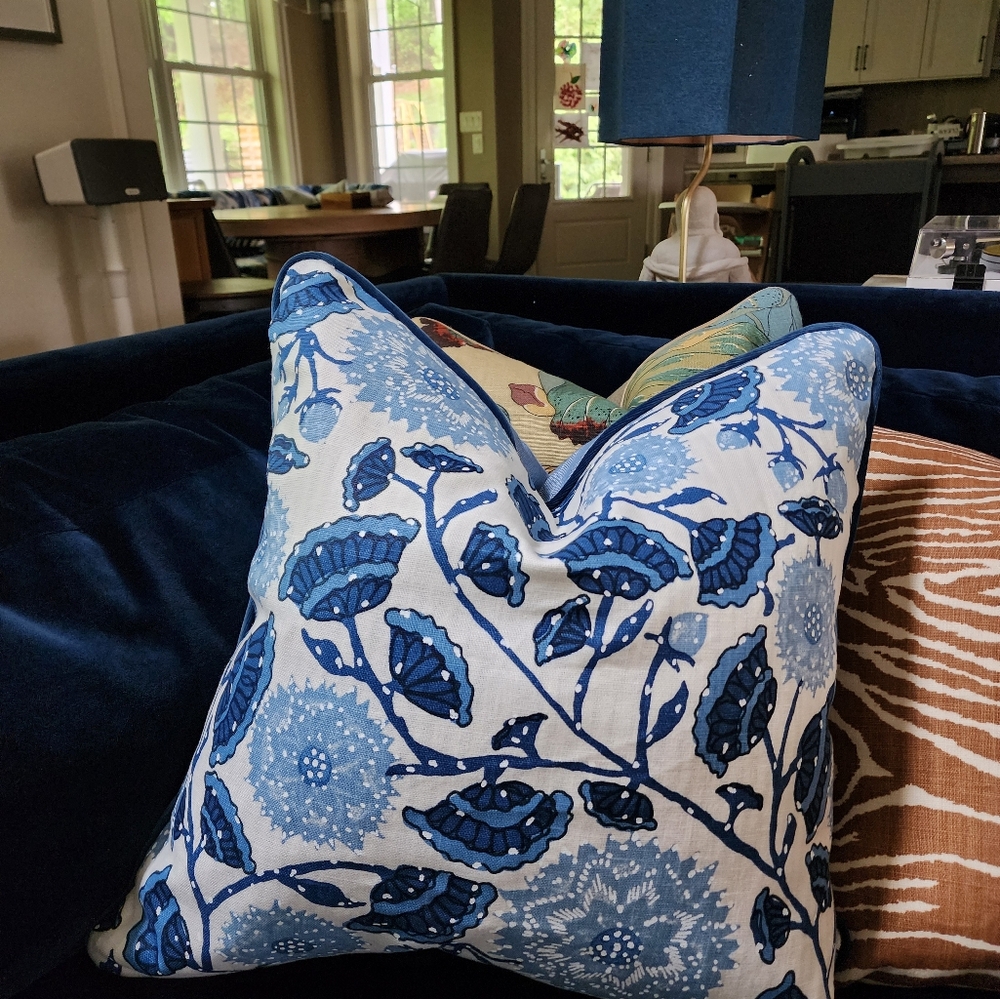 SOLD Floral Blue Accent Pillow